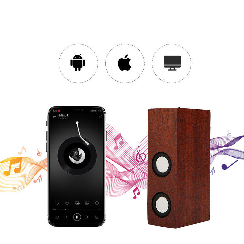 Black technology retro wooden bluetooth speaker