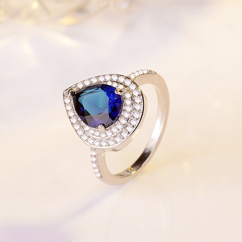 Blue Topaz Water Drop Pear Ring