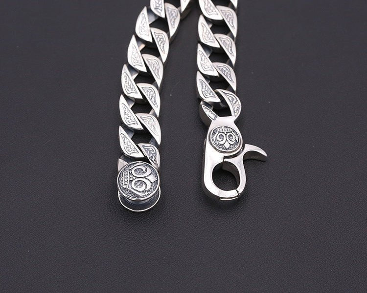 925 Sterling Silver Jewelry Retro Personality Men's Thick Creative Spring Hole Pop Bracelet - ark4humanity